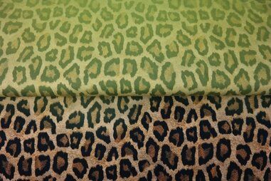 Beige Stoffe - Jersey - digitaler Leopard - beige grün - 25020-10