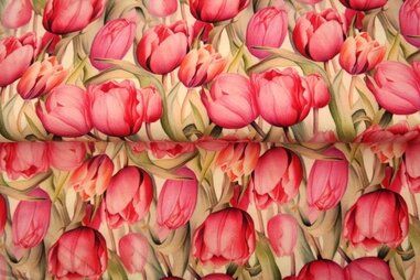 Bloemen Tricot - Tricot stof - digitaal bloemen - roze geel - 25907-12