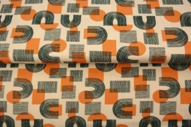 Witte stoffen - Tricot stof - digitaal abstract - gebroken wit - 25921-02