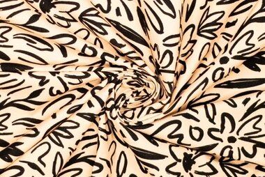 250gr/M² - Canvas stof - bloemen - beige - 410117-30