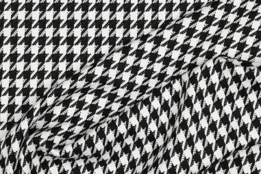 Stretch stoffen - Stretch stof - pied de poule - zwart wit - 2409-001