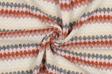 Sweaterstoffen - Gebreide stof - yarn dyed stripes - crème multi - 3747-001