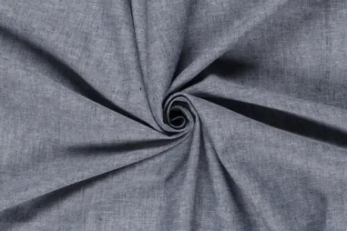 Marineblauwe stoffen - Linnen stof - linnen mix chambré - melange marine - 23031-008