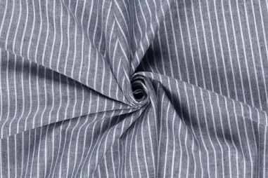 160gr/M² - Linnen stof - linnen mix chambré - strepen - marine - 23033-008