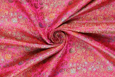 KnipIdee stoffen - Polyamide stof - brocade - bloemen - fuchsia - 90073-875