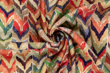 100gr/M² - Viscose stof - nylon twill - zigzag - beige multi - 23099-052
