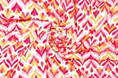Polytex stoffen - Viscose stof - fantasie bloemen - roze - 321086-41