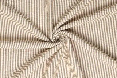 KnipIdee stoffen - Polyester stof - linnenlook airflow - strepen - bruin - 21703-090