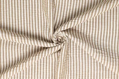 KnipIdee stoffen - Polyester stof - linnenlook airflow - strepen - bruin - 21703-091