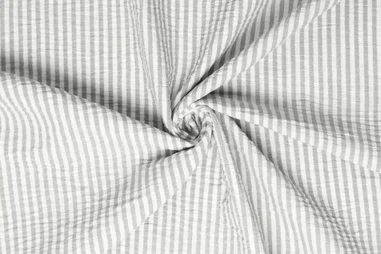 Polyester stoffen - Polyester stof - linnenlook airflow - strepen - grijs - 21703-971