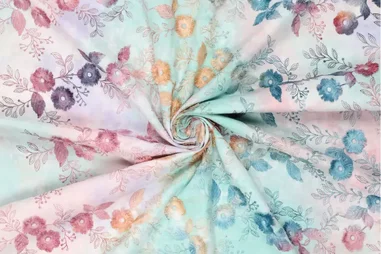 Minzgrün - Stickereistoff - Tie-Dye-Stickerei - mintgrün rosa - 21734-960