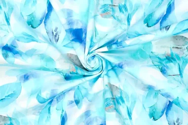Oeko-Tex klasse 2 - Katoen stof - satijn - stretch - bloemen - blauw - 21684-660
