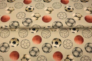 Stenzo stoffen - Tricot stof - digitaal ballen - beige - 25235-22