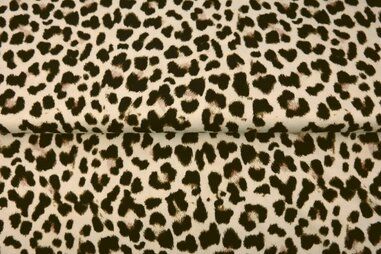 95% viscose, 5% elastan stoffen - Tricot stof - digitaal luipaardprint - crème - 25810-02VI