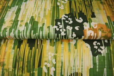Groene stoffen - Tricot stof - digitaal abstract - groen multi - 25028-10