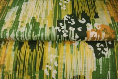 Uitverkoop - Tricot stof - digitaal abstract - groen multi - 25028-10