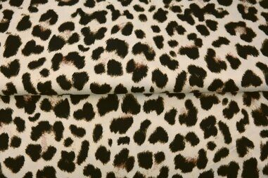 95% viscose, 5% elastan stoffen - Tricot stof - digitaal panterprint - zandbeige - 25811-02VI
