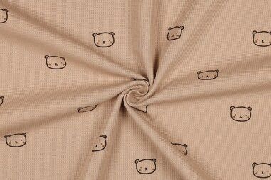 By Poppy - Tricot stof - gebreide wafel - beren - camel - 5075-006