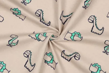 Babynestje - Flanel stof - dinosaurussen - beige - 5078-011