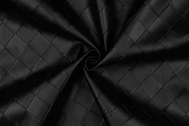 Zonwerende stof - zilver/zwart (ook verduisterend) - 7952-001 - Kunstleer stof - faux leather woven - zwart - 3687-001