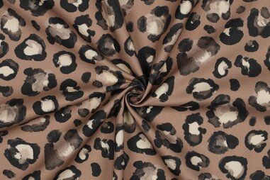 Diverse merken stoffen - Canvas stof - panterprint - camel - 5123-003
