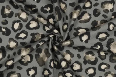 Panterprint stoffen - Canvas - Pantherdruck - grau-grün - 5123-002