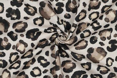 Diverse merken stoffen - Canvas stof - panterprint - gebroken wit - 5123-001