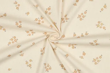 Organic stoffen - Jersey - Rippstrick - geblümt - natur - 5223-002
