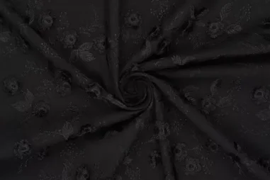 Broderie en Embroidery stoffen - Embroidery stof - bloemen - zwart - 21619-999