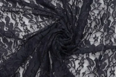 85gr/M² - Spitzenstoff - Stretch - Blumen - dunkelblau - 0392-600