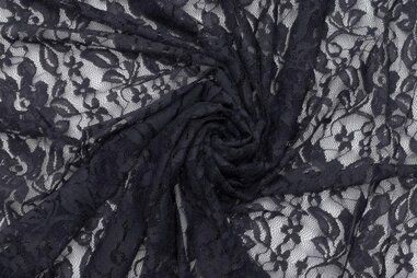 Oeko-Tex klasse 2 - Kant stof - stretch - bloemen - donkerblauw - 0392-600