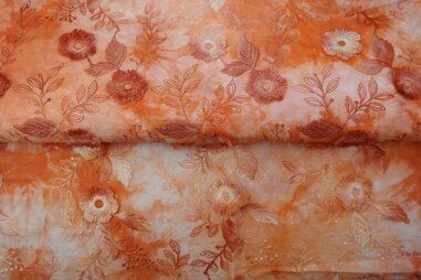Broderie en Embroidery stoffen - Embroidery stof - tie dye - oranje - 17692-13