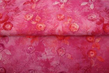 Niet rekbare stoffen - Stickereistoff - digital Tie dye - rosa - 17692-21