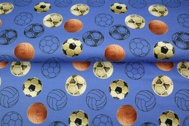 Tricot stoffen - Tricot stof - digitaal ballen - blauw - 25235-09