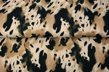 Camouflage stoffen - Tricot stof - digitaal campouflage - beige zwart - 25955-22
