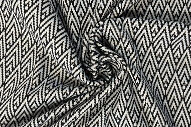 Uitverkoop - Tricot stof - punta - zigzag - licht- en donkerblauw - JT639