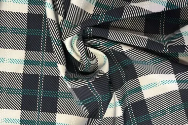 JT stoffen - Stretchstoff - kariert - dunkelblau - JT637