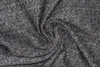 Uitverkoop - Tricot stof - punta - herringbone - zwart grijs - JT635