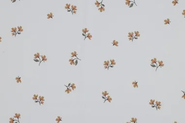 Bloemen motief stoffen - Tricot stof - bloemetjes - wit - 6065-12