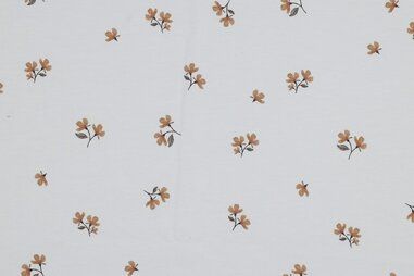By Poppy - Tricot stof - bloemetjes - wit - 6065-12