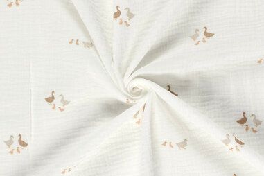 Hydrofiele stoffen - Hydrofiel stof - eendjes - gebroken wit - 23409-051