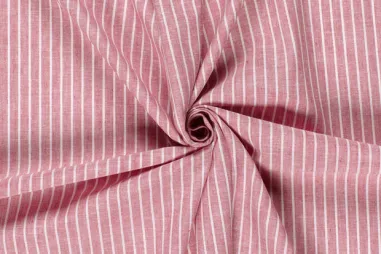 Gestreepte stoffen - Linnen stof - linnen mix chambré - strepen - rood - 23033-016