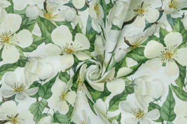 Bloemen motief stoffen - Canvas stof - bloemen - groen - 9296-002