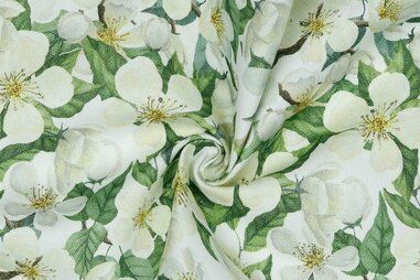 Canvas stoffen - Canvas stof - bloemen - groen - 9296-002