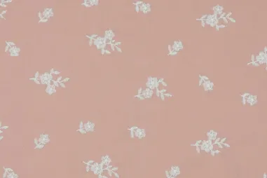 Geborduurde stoffen - Embroidery stof - washed cotton - bloemetjes - roze - 9691-004