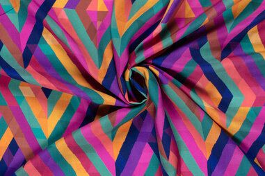 Multi - Viskose - Popeline - digital abstrakt - fuchsia multi - 23135-017