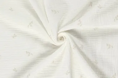 Babydeken stoffen - Hydrofiel stof - takjes - gebroken wit - 23406-051