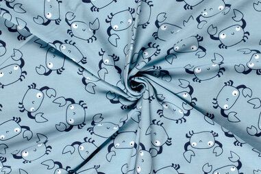 Blaue Stoffe - Jersey - Krabben - blau - 23638-003