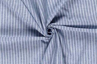 Blaue Stoffe - Leinen - Leinenmischung chambré - Streifen - indigo - 23033-006