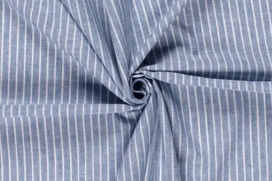 Korte broek - Linnen stof - linnen mix chambré - strepen - indigo - 23033-006